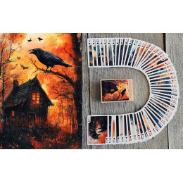 Raven Night Dark Tales Black ravens dark forests glowing cottages Playing Cards под заказ из США