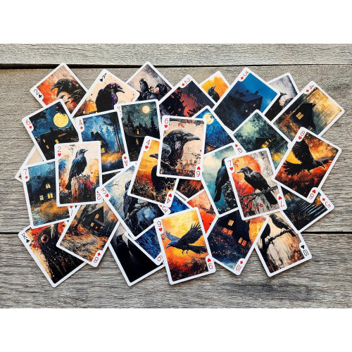 Raven Night Dark Tales Black ravens dark forests glowing cottages Playing Cards под заказ из США