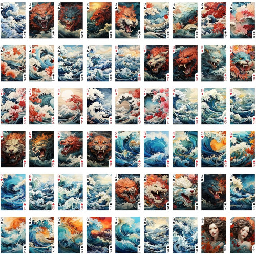 Roaring Waves & Majestic Beasts Playing Cards – Hokusai’s Great Wave Inspired под заказ из США